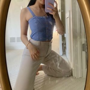 Small a&f ruched periwinkle cropped tank